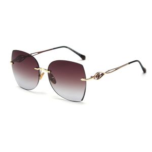 Stylish Exquisite Drive Car Rimless Gradient Sunglasses UV400 Polarized