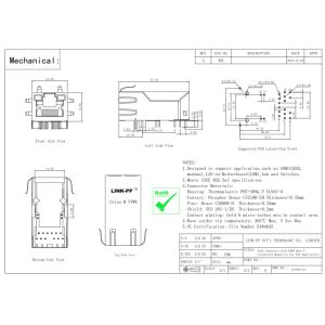 0826-1X1T-M1-F CONN MAGJACK 1PORT 1000 BASE-T AutoMDIX