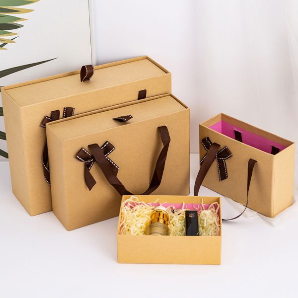 Solid Color Bow-Tie Handbag Gift Box Package Drawer Box customized Rectangular