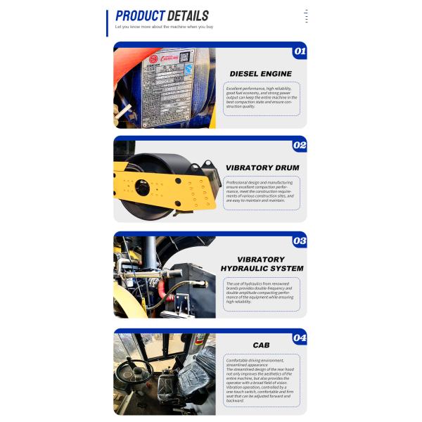 Fully Hydraulic System Double Single Drum Vibration Road Roller Ride for Road Compaction