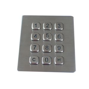 Rugged Backlit 12 Keys Koisk Metal Keypad Dot Matrix Interface For Access