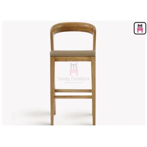 Solid Wood Restaurant Bar Stools , Leather High Back Bar Stools 0.4cbm Volume