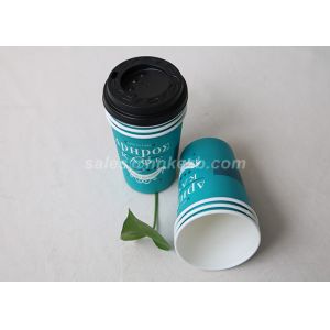 8oz 265ml Single Wall Paper Cups / Blue Paper Coffee Cups With Lids For Beverage Drinking