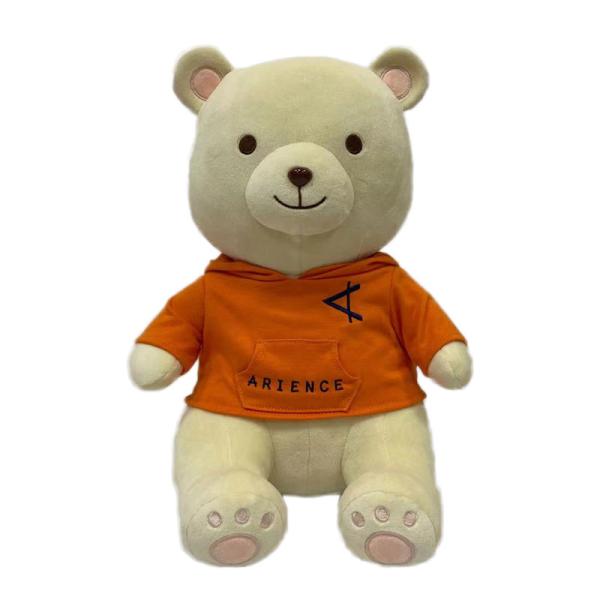 Quality OEM customized super soft teddy bear plush toy bear doll silver fox velvet fabric wearing sweater and hat wholesale