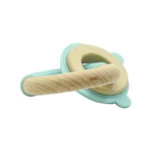 Unique Design Silicone Beech Wooden Rings For Baby Teethers