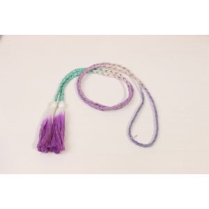 Dip Dyed Gradient Multi Color Composite Drawcord With Silver Metallic Thread