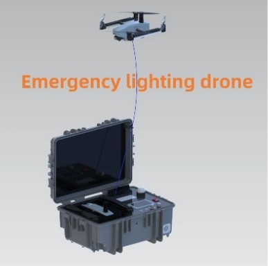 Lighting MYUAV Drone by Tether Cable Supply Power Continuously 24 Hours for