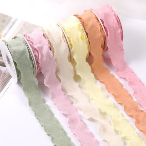 40mm Valentine'S Colored Jute Ribbon Linen Wrinkle Edge Jute Lattice Ribbon