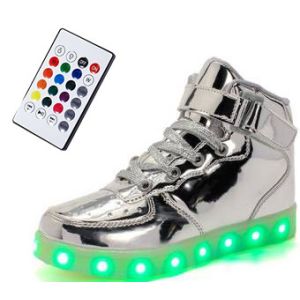 LED Light Up Shoes With Remote Control , Men & Women Leather High Top Led Light