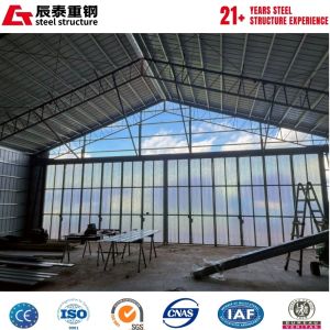 Large span space galvanized H-shaped steel structure aircraft hangar building