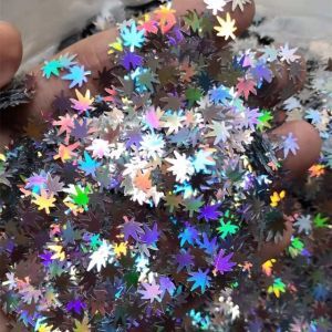 China OEM Stock Polyester Holographic Silver Marahuana Leaf Glitter Shapes Party Shapes Advantage Stock OEM Advantage Party on sale