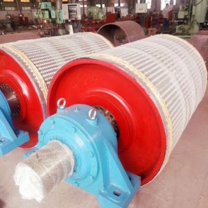 Ceramic Lagging Conveyor Drum Pulley Waterproof Lagged Pulley
