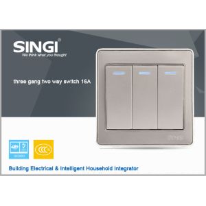 GNW56BK Long Lifespan 3 gang 2 way wall switch with led indicator light, 16A