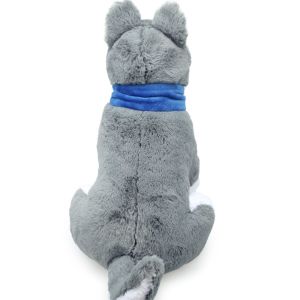 Short Plush Simulation Husky Stuffed Toy With Scarf ISO9001