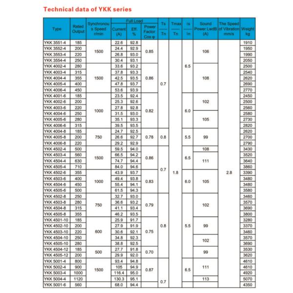 6KV 10KV YKK High Voltage Electric Motor 220kw-4500kw 3 Phase AC Asynchronous Electric Motor