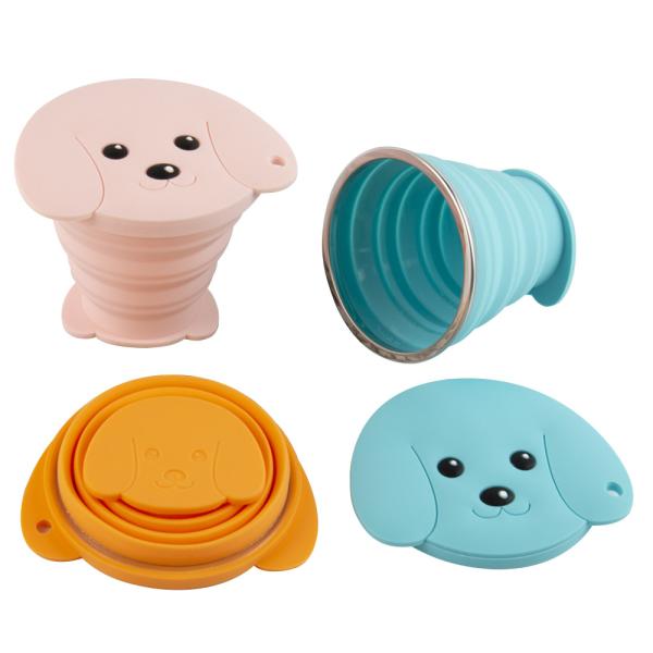 Quality Customized Puppy Silicone Foldable Cup 180ml With Hand Strap wholesale