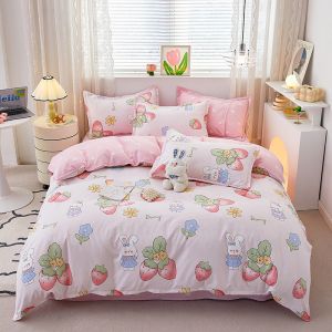Reactive Printing Simple Flower Pattern Polyester Bedding Set for Luxury Bed