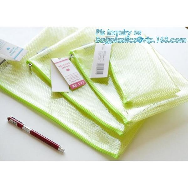 Quality A3,A4,A5,B4,B5,B6,B8 file folder clear mesh bag printed logo document folder with zipper, Waterproof Tear-resistant Blac wholesale