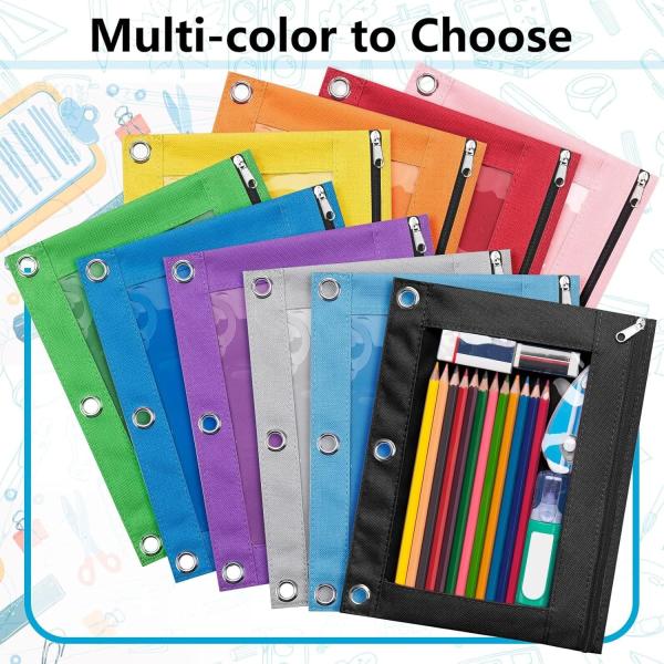 Binder Pencil Case with Smooth Zipper, Clear Window Pencil Case for Binder, Big