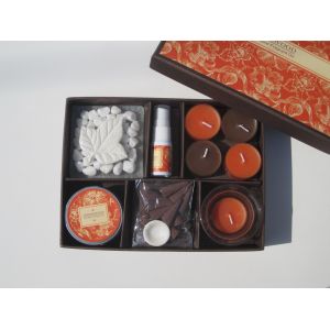 Cheap Orange &amp; Brown scented &amp; assorted tealight candle,tin candle &amp; glass holder packed into gift box for sale