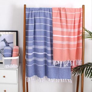 Lightweight Tassel Beach Towel Custom Turkish Cotton Beach Towel Hypoallergenic