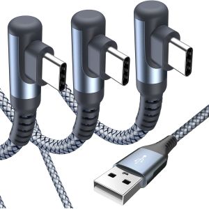 3A USB Type C Cable Right Angle Nylon Braided for iPhone Samsung Galaxy