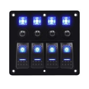 4 Gang Custom Rocker Switch Panels 12-24V ABS USB Car Rocker Switch Panel