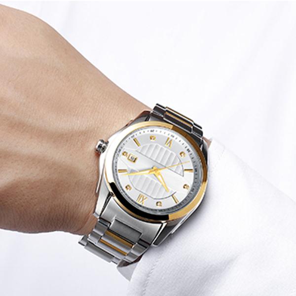Automatic Mechanical Men'S Business Diamond Studded Watch With Steel Belt