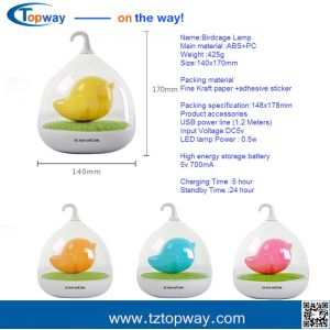 Sensor switch Rechargable USB Bird Cage LED Night Lamp With Touch Dimmer