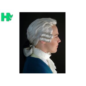Heat Resistant Synthetic Fiber Short Hair Wigs For White Color Judge Head