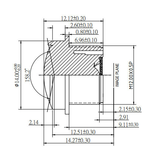 1G3P Short Version Automotive Camera Lens EFL1.2mm F/NO,2.4 Waterproof IP69K