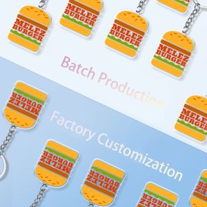 Company Logo Printed Transparent Acrylic Keychain With Metal Ring Durable AD