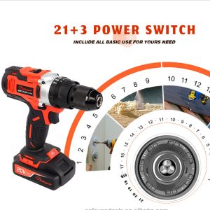 20V 1/2" Brushless Drill Driver Kit Cordless Battery Drill Set Handheld Power
