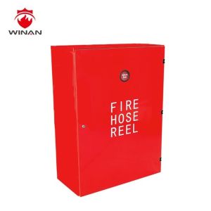 Mild Steel Red Fire Hose Reel With Pipe And Nozzle / Fire Hose Valve Cabinets