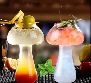 Cheap Mushroom Shape Beverage Cocktail Glass Bottle Transparent 285ml For Bar Store for sale