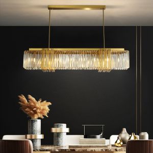Rectangle Led Crystal Chandelier Dining Room Creative Design dining table light