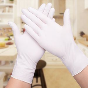 White Medical Disposable Exam Gloves Latex Nitrile Material Ultra Thin