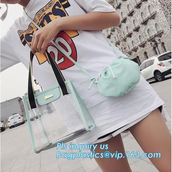 Vinyl PVC Chain Handbag Shoulder Bag for Young Ladies, Studded Clear Tote/PVC
