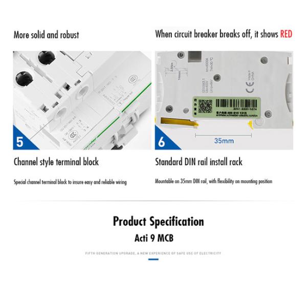 Acti9 MCB Schneider Electric Miniature Circuit Breaker 6~63A, 1P,2P,3P,4P,DPN for electrical distribution