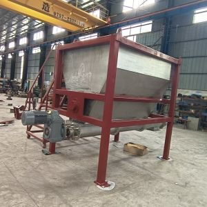 Custom Hopper Horizontal Screw Mixer for Powder Mixing in Conveyor System