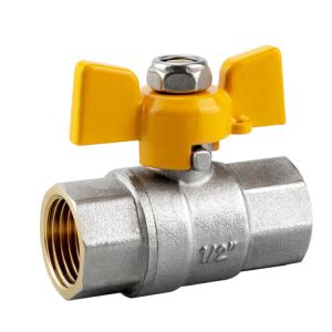 DN15-25 20MM Butterfly Handle Nickel Plated Brass Gas Valve With Iron Handle