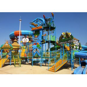 Giant Water Aqua Playground Equipment , Steel Structure Custom Water Slides