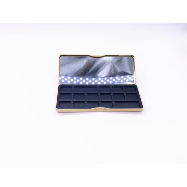 Long Rectangle Printed Eyeshadow Makeup Metal Tin Box With Plastic Insert
