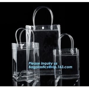 Customized PP/PVC/PETclear plastic gift bag, Reusable Single bottle wine bag Pvc