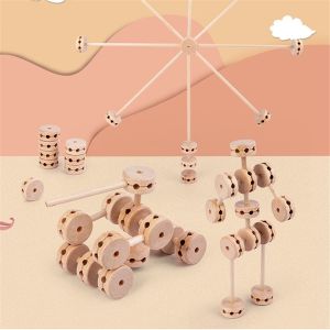 3D Construct Fort Wooden Buliding Blocks Diy Assemble Educational Montessori