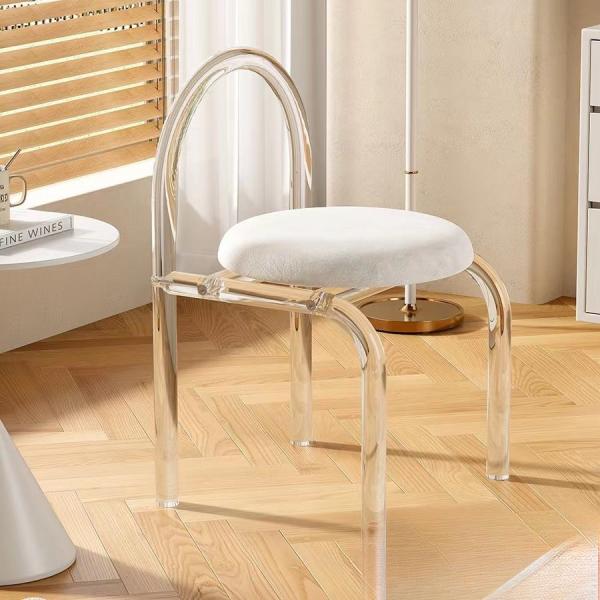 Quality Stylish Assembled Acrylic Transparent Makeup Chair for Bedroom, Balcony, and Dining Use wholesale