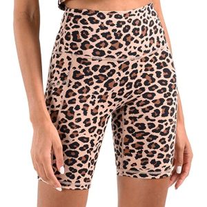 High Waisted Active Yoga Shorts Animal Print Workout Shorts Squat Proof Leopard