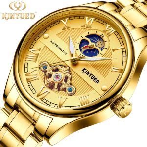 Hollow Back Automatic Mechanical Watch Gold Tourbillon Skeleton Watch