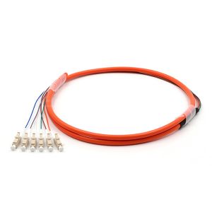 China LC UPC 6 Cores PVC Bundle Fan Out Fiber Optic Cable Multimode OM1 Orange Jacket on sale