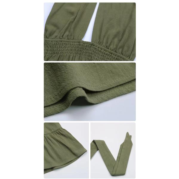 Summer Backless Sexy Women′ S Solid Color Cut-out Ruffle Cross Haltercasual Tiered Dress